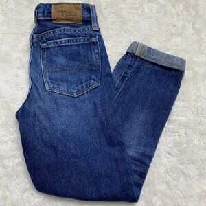 Polo Ralph Lauren Boys Kids Blue Cotton Rolled Slim-Leg Jeans Size 7